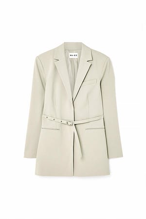 Taupe Op maat gemaakte blazer met riem