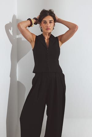Black Chaleco entallado de corte tailoring con escote en V