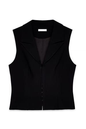 Black Getailleerd gilet met V-hals