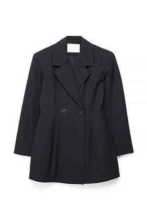 Black Skræddersyet timeglas-blazer-kjole