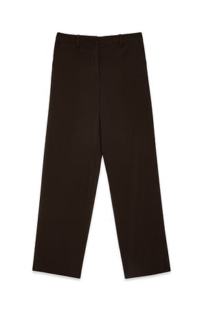 Brown Tailored Mid Waist Pants