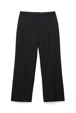 Black Tailored Mid Waist Suit Pants