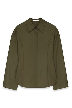 Khaki Figursydd skjorta