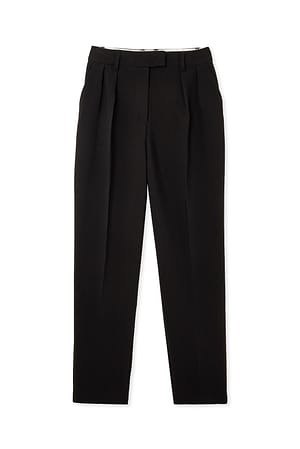 Black Tapered High Waist Suit Pants