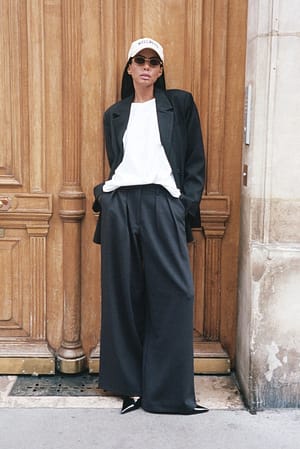 Black Wide High Waist Suit Pants