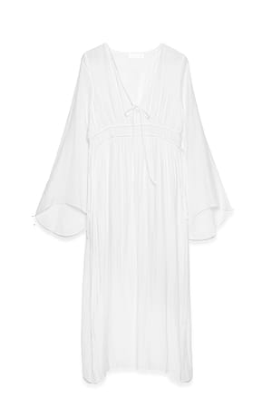 White Vestido kaftan con cierre delantero atado