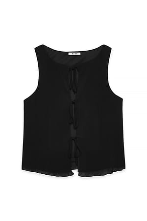 Black Tie Pleated Top