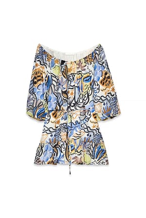 Print Minikleid mit Schnürung an der Taille