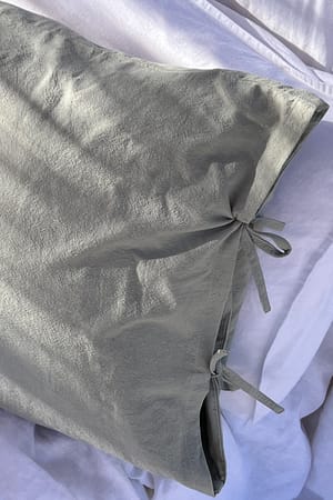 Green/Grey Tied Cotton Cushion Cover