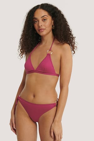Pink Bas De Bikini Orné D'Un Anneau