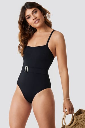 Black Belt Detailed Swimsuit