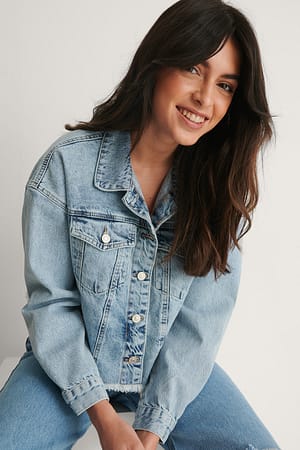 Blue Courte Veste En Jean