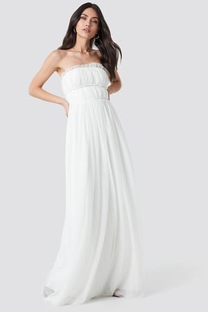 Ecru Detailed Evening Dress