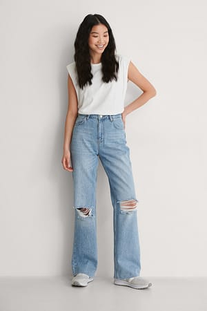 Blue Jean Droit Déchiré