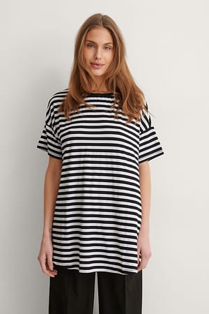 Black Lång Randig T-shirt