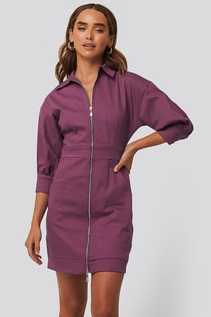Damson Zipper Mini Dress