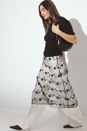 Black Transparante maxirok met pailletten