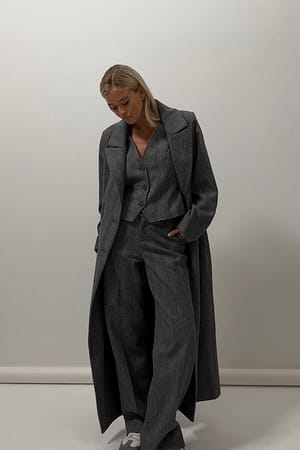 Grey Multi Tweed Back Detail Coat