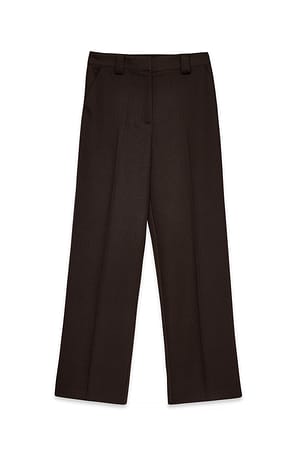Brown gerade Twill-Anzughose mit mittlerer Taille
