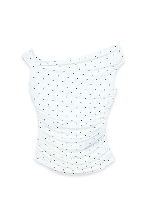 Black/White dots Top con hombros descubiertos trenzado