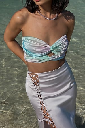 Hot Coral Twisted Front Satin Top