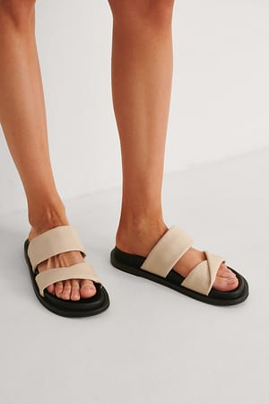 Creme Twisted Leather Slippers