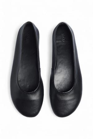 Black Ballerinasko i skinn uten fôr