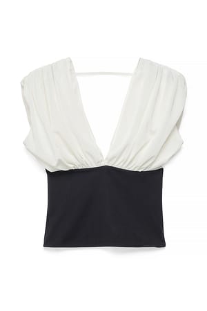 Black/White V Neck Top