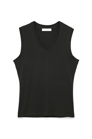 Black ärmelloses Top mit V-Ausschnitt