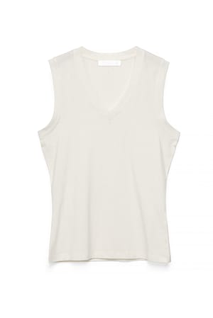 Offwhite V-Neck Sleeveless Top