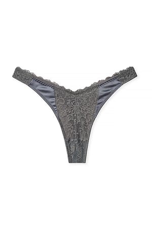 Dark Grey Stringtrosor i spets med V-form