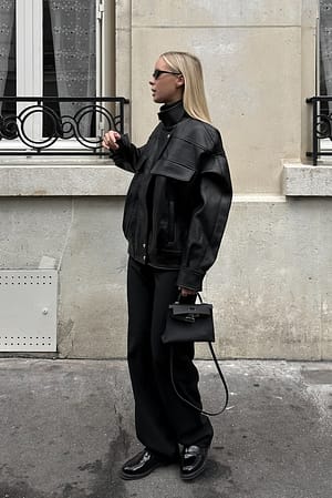 Black Tailored Mid Waist Pants