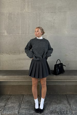 Grey Plisseret mininederdel