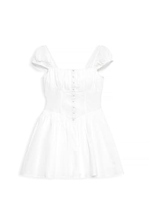 White Minikleid mit Anglaise und Volantrock