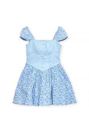 Blue Anglaise mini-jurk met wijde rok
