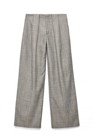 Dark Grey Melange Bukser med detaljeret taljebånd