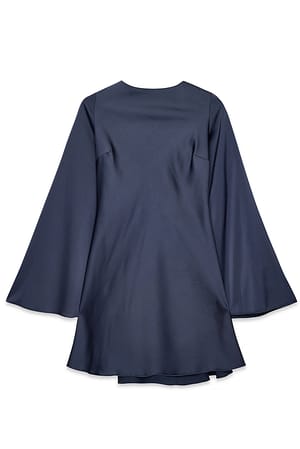 Navy Satin-Minikleid mit Wasserfallrücken