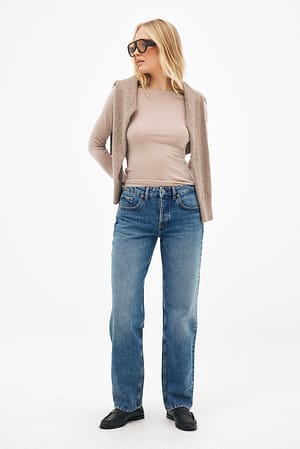 Light Blue Jean droit Way à taille mi-haute