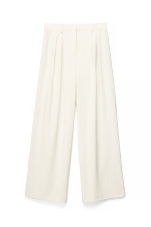 White Anzughose mit weitem Bein und hohem Bund