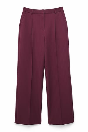 Burgundy Pantalon de costume taille haute en tissu épais