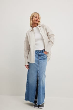 Light Blue Vid maxikjol i denim