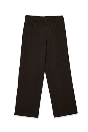 Brown Stripe Pantalón ancho de sastrería con espiga