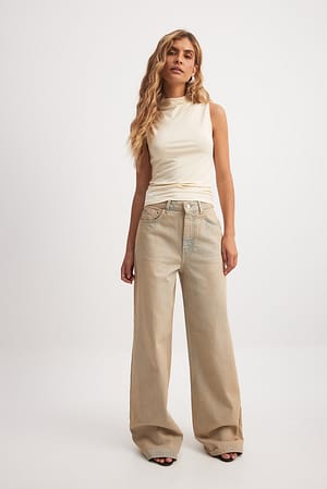 Sand Vida jeans med hög midja