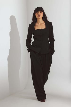 Black Wide High Waist Suit Pants
