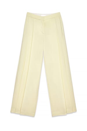 Cream weite Lyocell Plissee-Hose