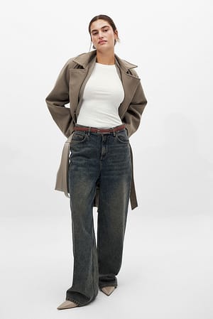 Mid Blue Weite Jeans mit niedriger Taille