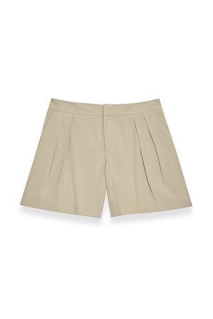 Taupe Vid shorts med mellemhøj talje