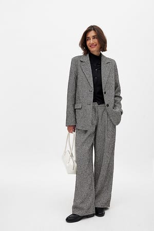 Black/White Weite Twill-Hose mit mittlerer Taille
