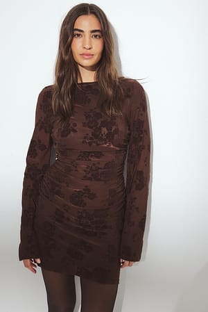Brown Wide Sleeve Mini Dress