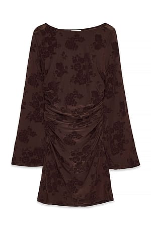 Brown Wide Sleeve Mini Dress